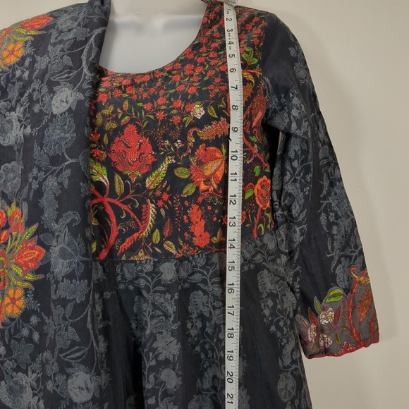 Biba women's floral Anarkali Dupatta 2pc set black/red, size 32 - Picture 5 of 13